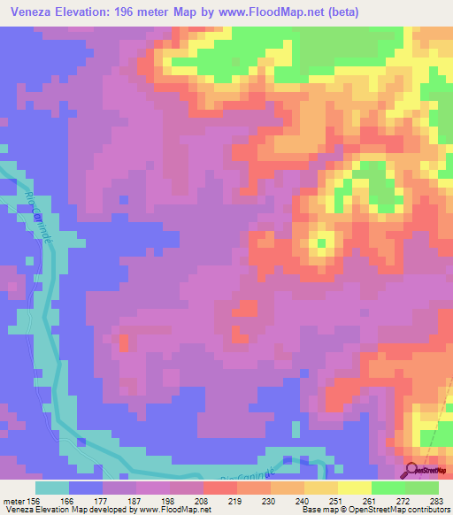 Veneza,Brazil Elevation Map