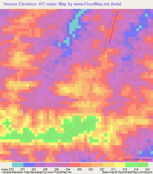 Veneza,Brazil Elevation Map