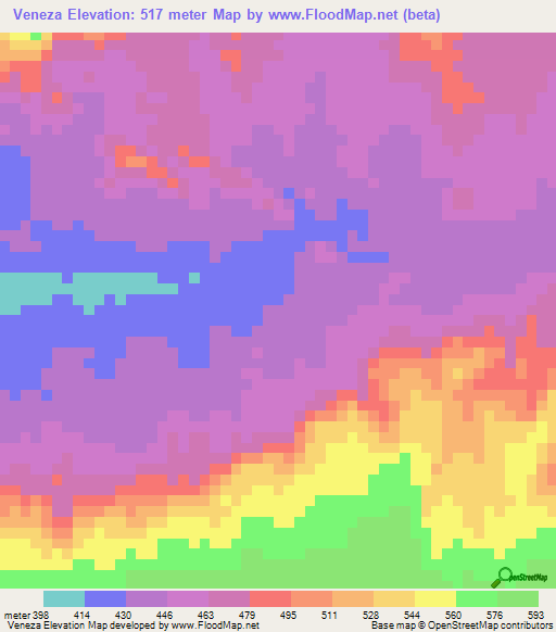 Veneza,Brazil Elevation Map