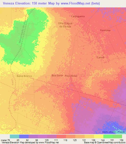 Veneza,Brazil Elevation Map