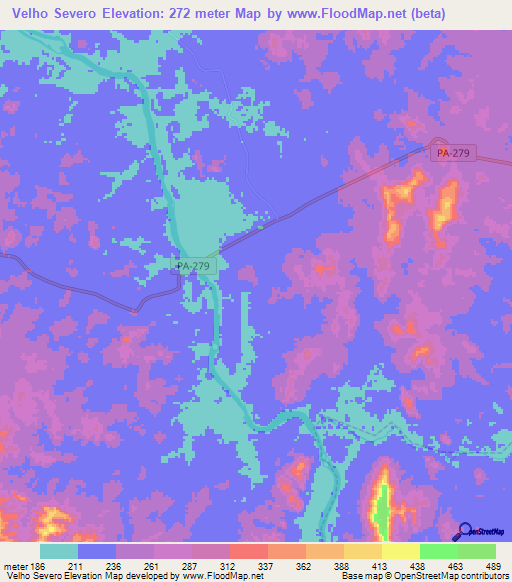 Velho Severo,Brazil Elevation Map