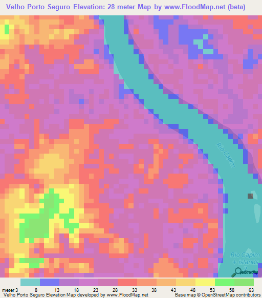 Velho Porto Seguro,Brazil Elevation Map