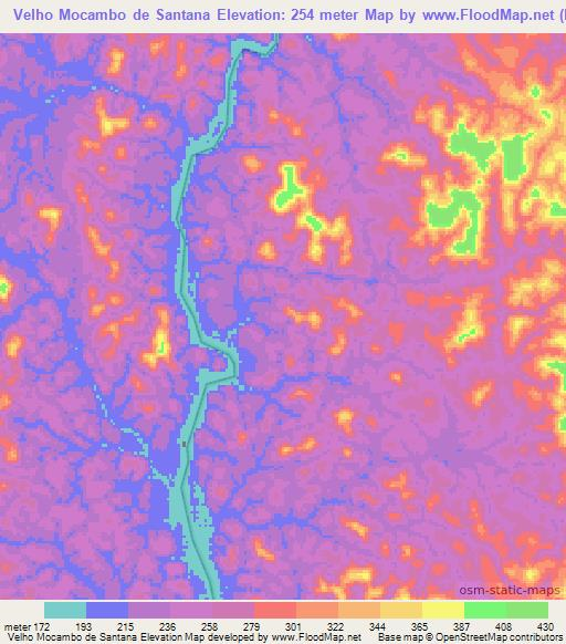 Velho Mocambo de Santana,Brazil Elevation Map