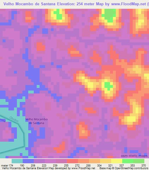 Velho Mocambo de Santana,Brazil Elevation Map