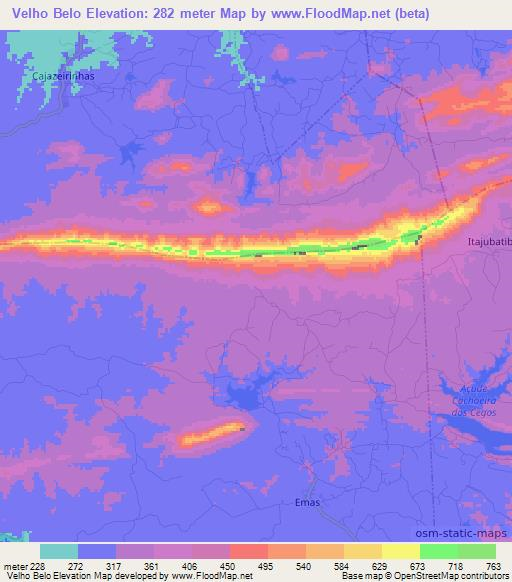 Velho Belo,Brazil Elevation Map