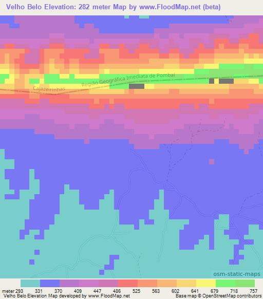 Velho Belo,Brazil Elevation Map