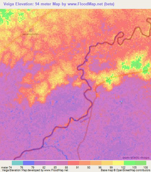 Veiga,Brazil Elevation Map