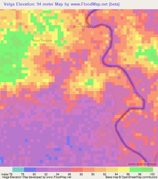 Veiga,Brazil Elevation Map