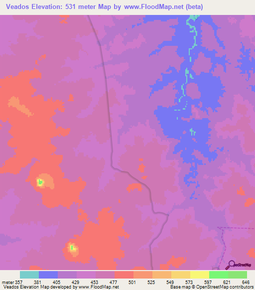 Veados,Brazil Elevation Map