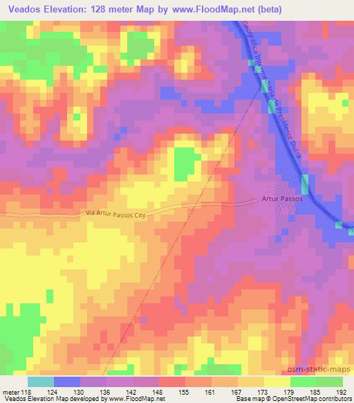 Veados,Brazil Elevation Map