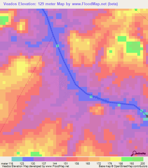 Veados,Brazil Elevation Map