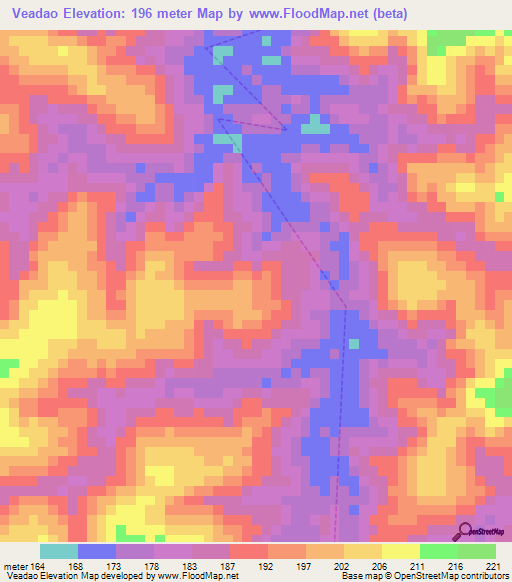 Veadao,Brazil Elevation Map