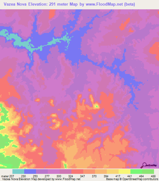 Vazea Nova,Brazil Elevation Map