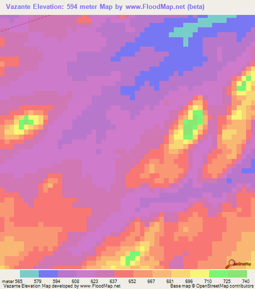 Vazante,Brazil Elevation Map