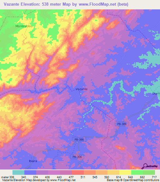 Vazante,Brazil Elevation Map