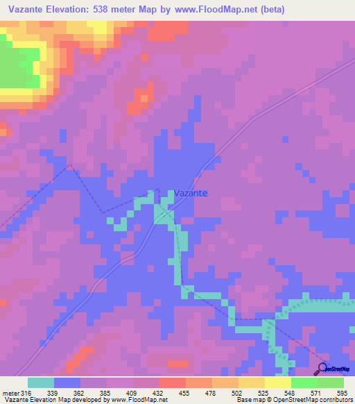 Vazante,Brazil Elevation Map