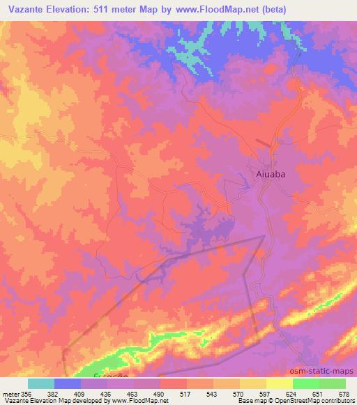 Vazante,Brazil Elevation Map