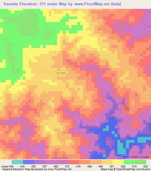 Vazante,Brazil Elevation Map