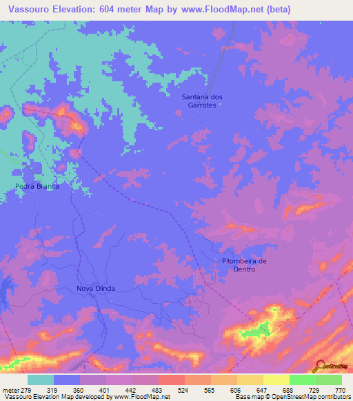 Vassouro,Brazil Elevation Map