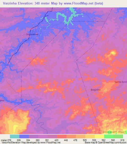 Varzinha,Brazil Elevation Map