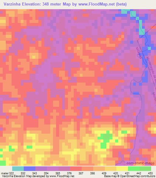 Varzinha,Brazil Elevation Map