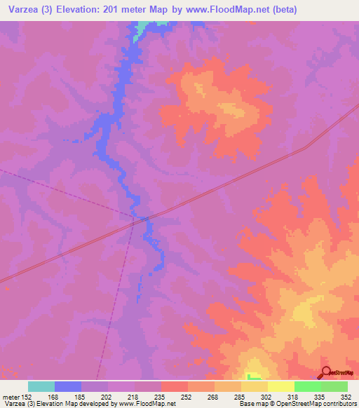 Varzea (3),Brazil Elevation Map