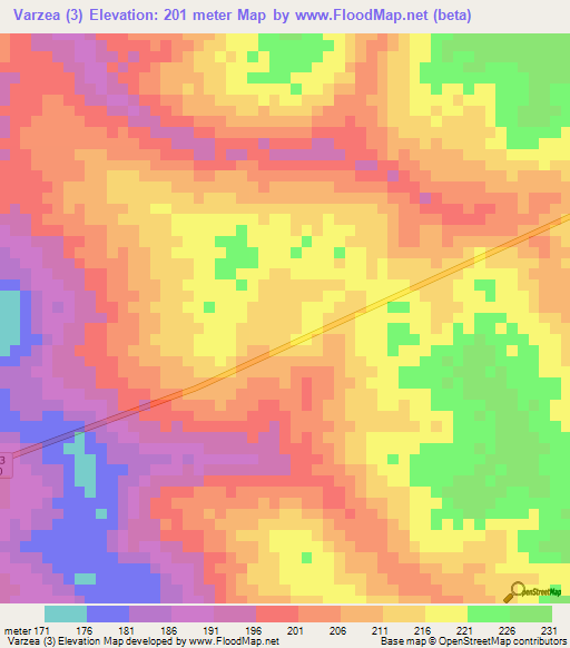 Varzea (3),Brazil Elevation Map