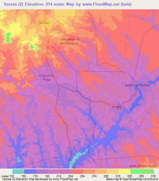 Varzea (2),Brazil Elevation Map