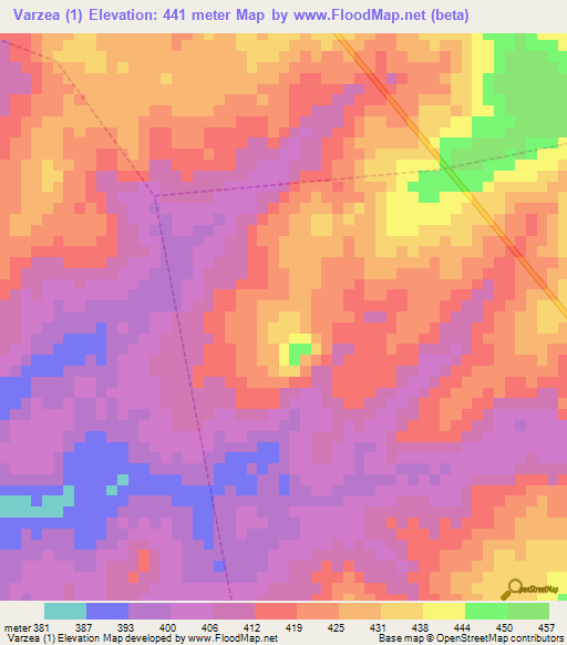 Varzea (1),Brazil Elevation Map