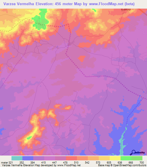 Varzea Vermelha,Brazil Elevation Map