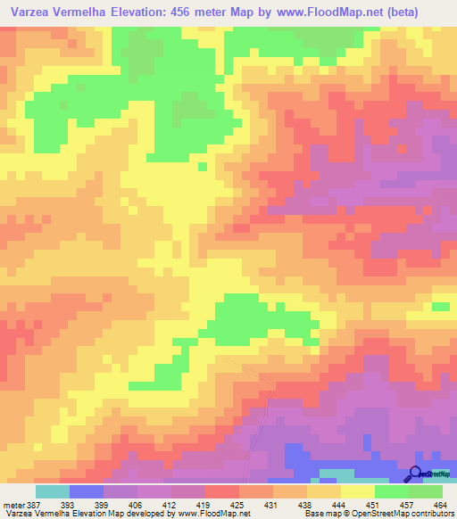 Varzea Vermelha,Brazil Elevation Map