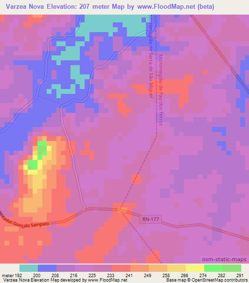 Varzea Nova,Brazil Elevation Map