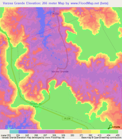 Varzea Grande,Brazil Elevation Map