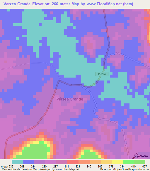 Varzea Grande,Brazil Elevation Map