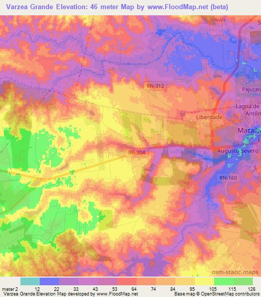 Varzea Grande,Brazil Elevation Map