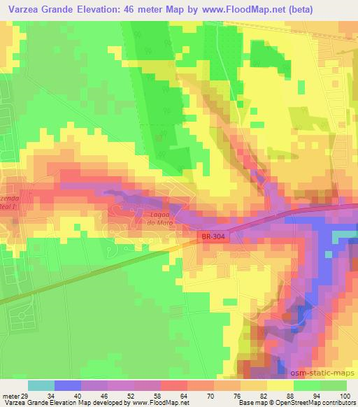 Varzea Grande,Brazil Elevation Map