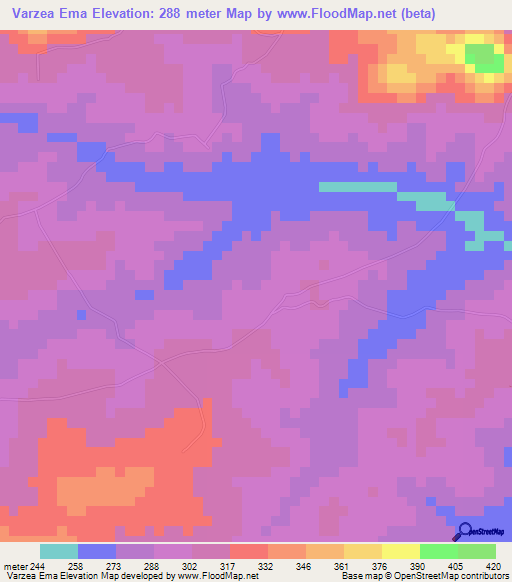 Varzea Ema,Brazil Elevation Map