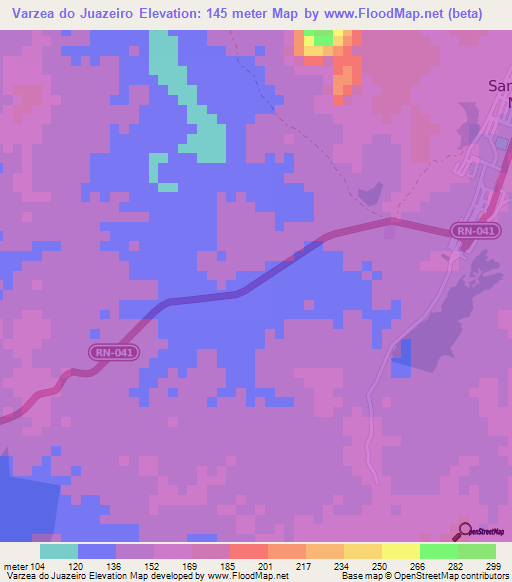 Varzea do Juazeiro,Brazil Elevation Map