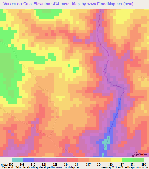 Varzea do Gato,Brazil Elevation Map