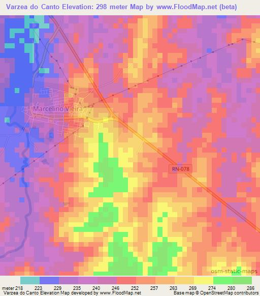 Varzea do Canto,Brazil Elevation Map