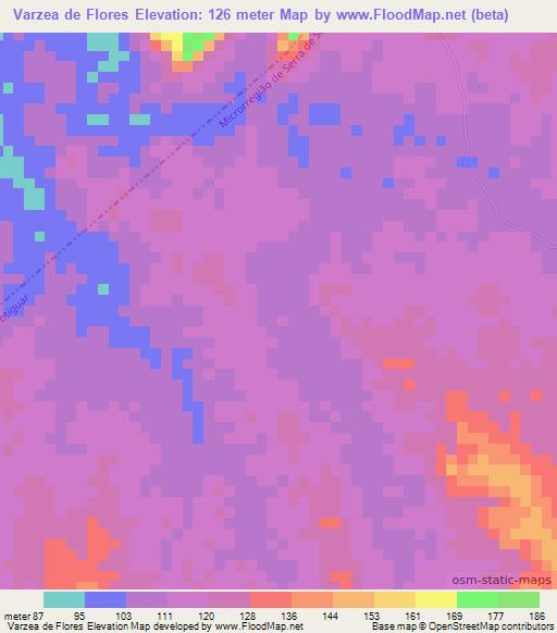 Varzea de Flores,Brazil Elevation Map