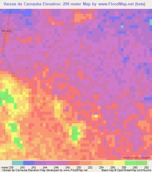 Varzea da Carnauba,Brazil Elevation Map