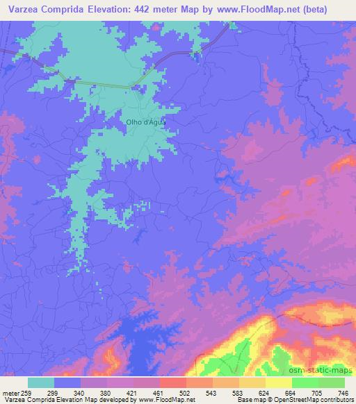 Varzea Comprida,Brazil Elevation Map