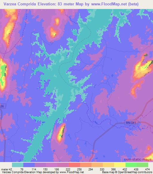 Varzea Comprida,Brazil Elevation Map