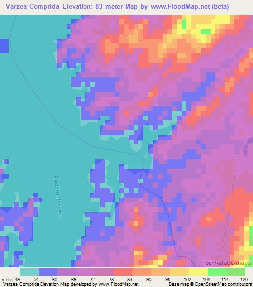 Varzea Comprida,Brazil Elevation Map