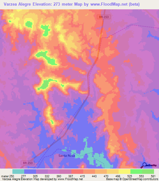 Varzea Alegre,Brazil Elevation Map