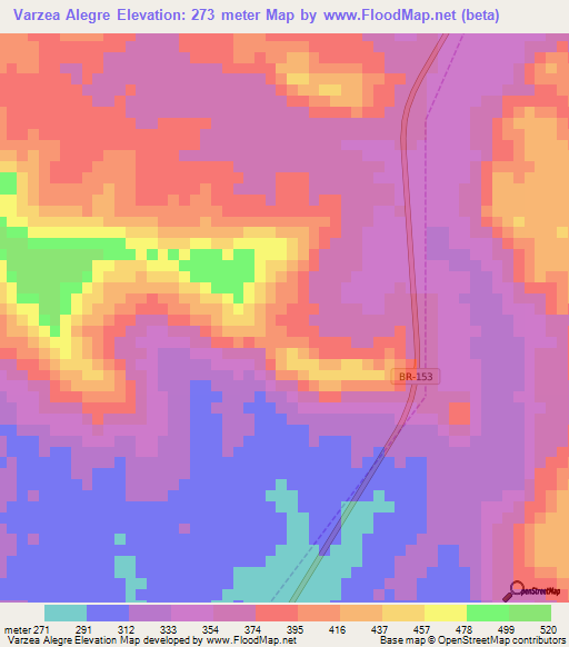 Varzea Alegre,Brazil Elevation Map