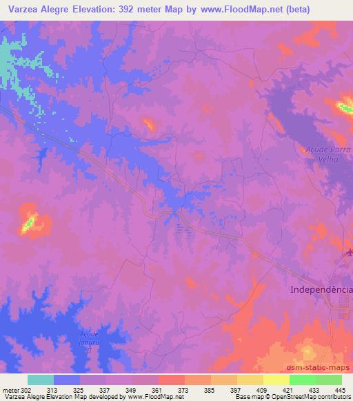 Varzea Alegre,Brazil Elevation Map