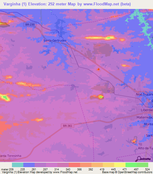 Varginha (1),Brazil Elevation Map