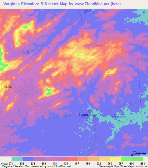 Varginha,Brazil Elevation Map